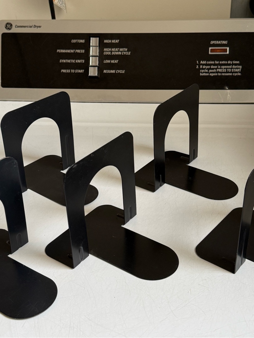 Set of 5 Black Metal Vintage 70-80s U-Shaped Bookends Shelf Decor by ERNO